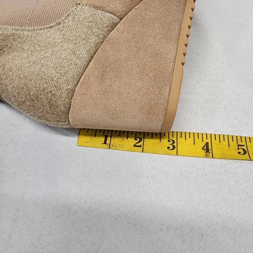 NWT TOMS Bailey Wedge Ankle Booties Warm Taupe Suede Winter Woven Size 8